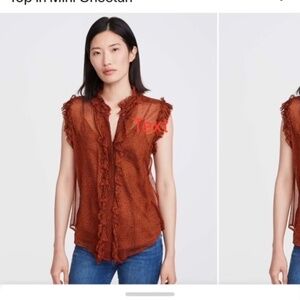 7 For All Mankind Ruffle Front Sleeveless Top in Mini Cheetah